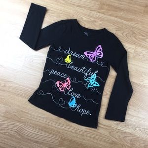 The Children’s Place Girls Graphic Black LS Shirt
